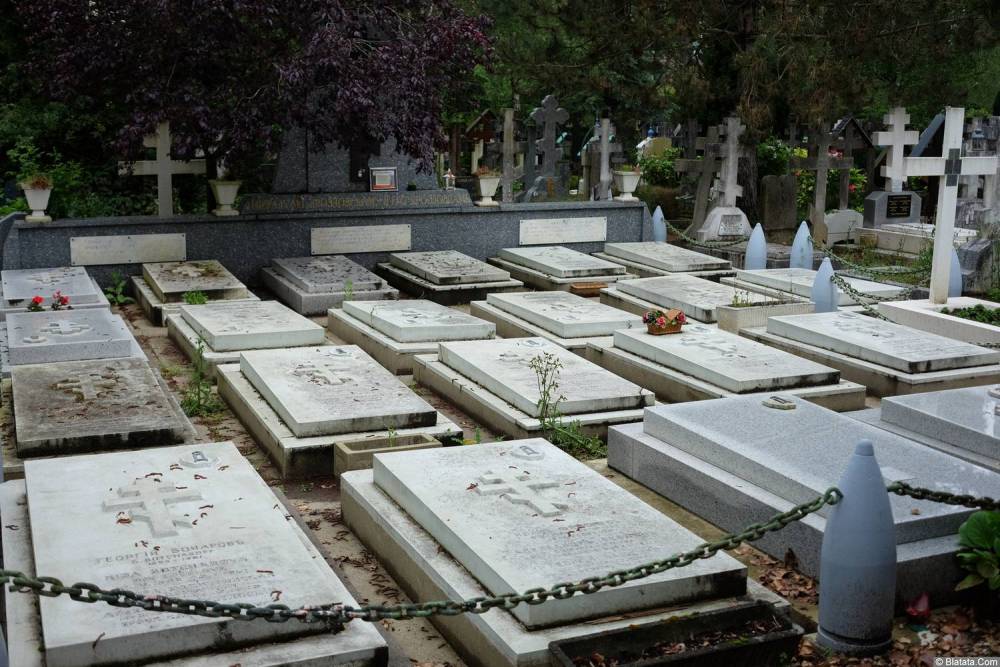 Могилы военных на кладбище Сент-Женевьев-де-Буа (ракурс)