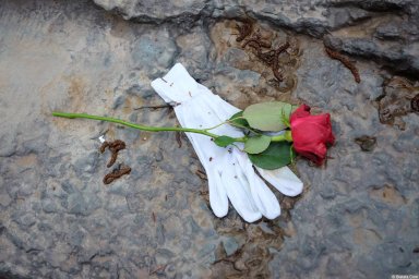 Перчатка и роза на кладбище Сент-Женевьев-де-Буа